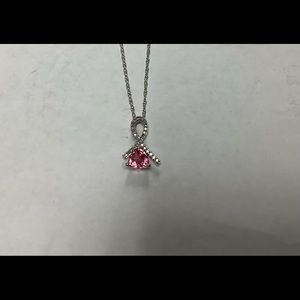 Diamond and Pink Tourmaline Awareness necklace